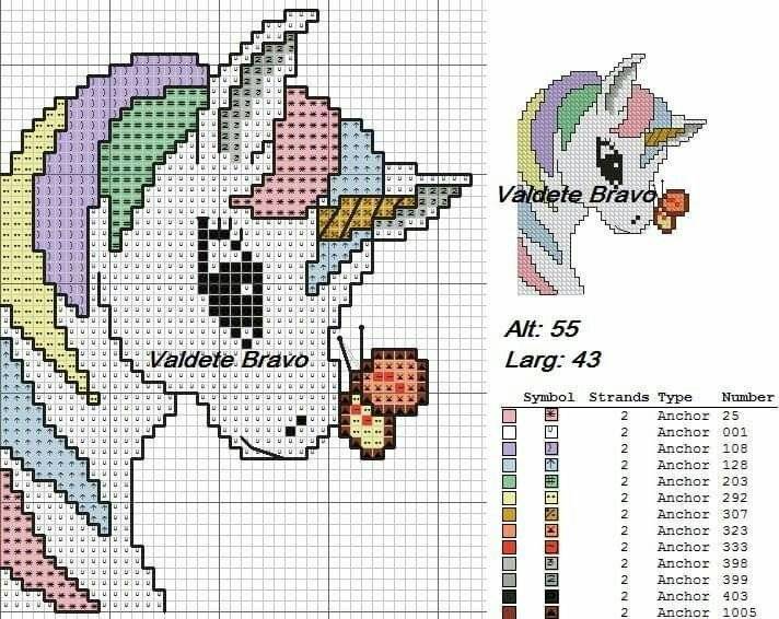 Вышивка крестом схема единорог