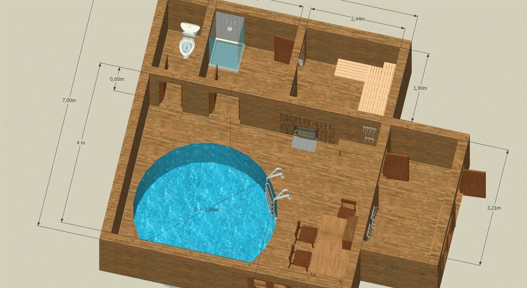 Проектирование и строительство бани с бассейном под одной крышей
