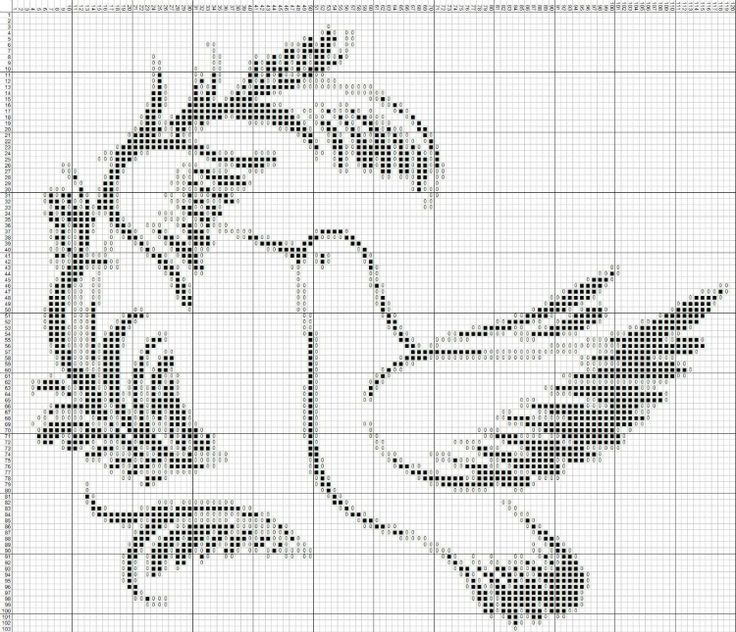 Вышивка птицы крестом в схемах