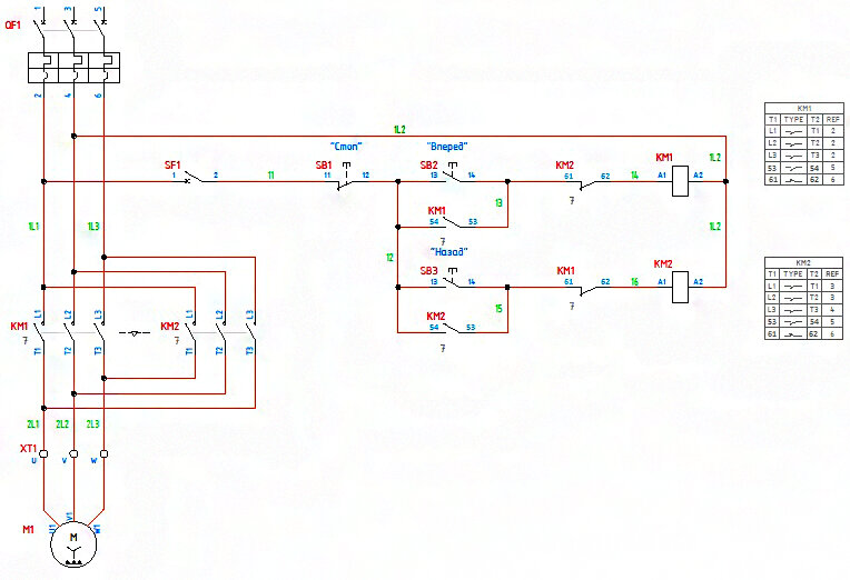 Схема реверса электродвигателя на 220в