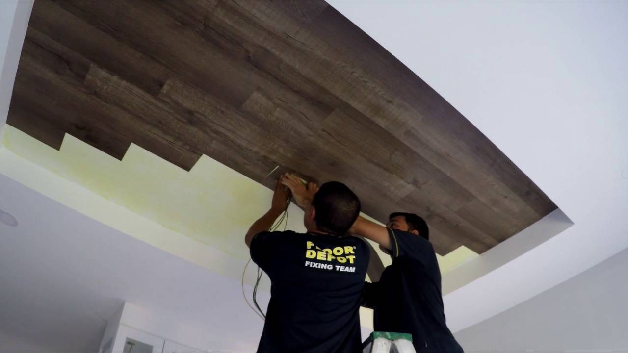 Как крепить ламинат на потолок: отделка потолка ламинатом своими руками, монтаж и укладка (видео)