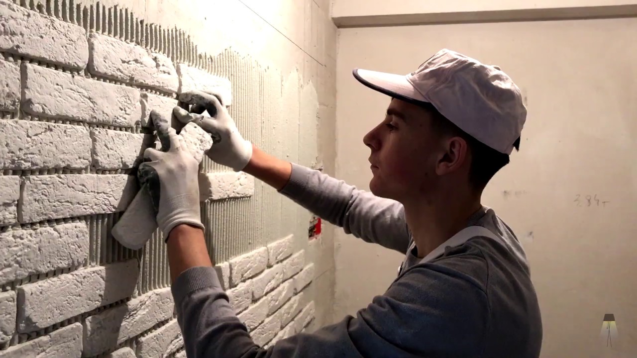 Как отделать стену декоративной плиткой (под кирпич)