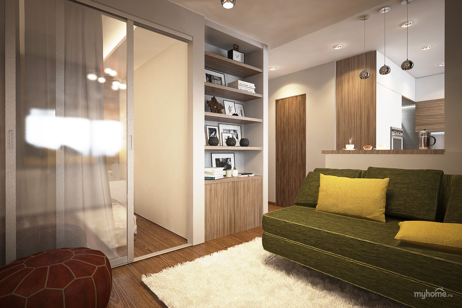 Дизайн проект однокомнатной квартиры: 5 готовых вариантов