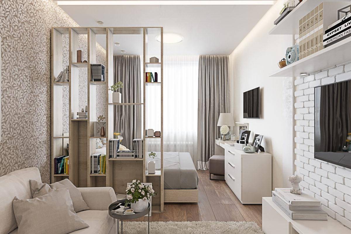 Дизайн комнаты 16 кв м: гостиная и спальня в одной комнате - реальные фото