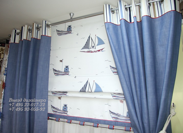 Шторы в морском стиле, фото штор в средиземноморском стиле для детской комнаты