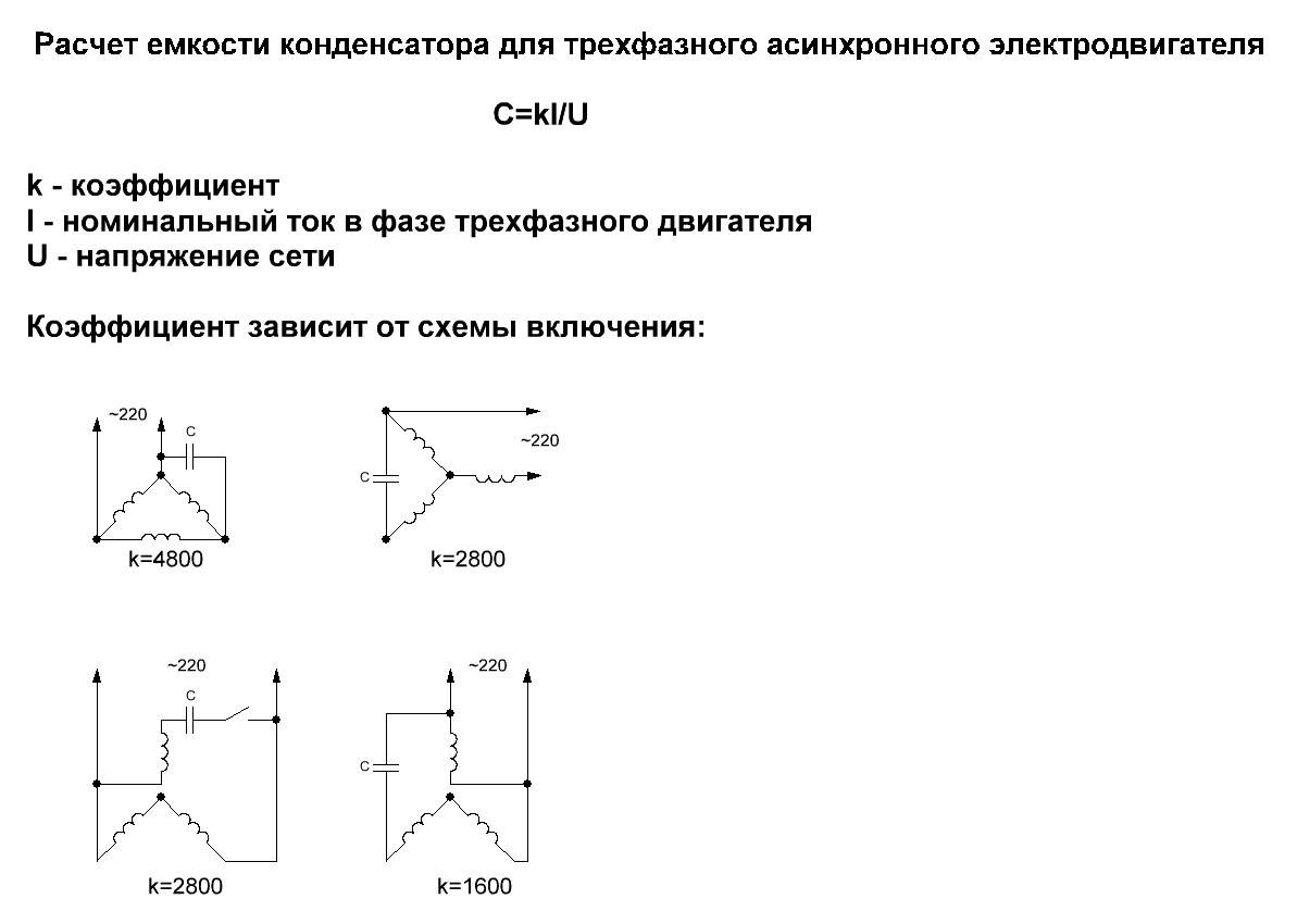 Расчет рабочего конденсатора для двигателя: калькулятор расчета емкости рабочего и пускового конденсаторов