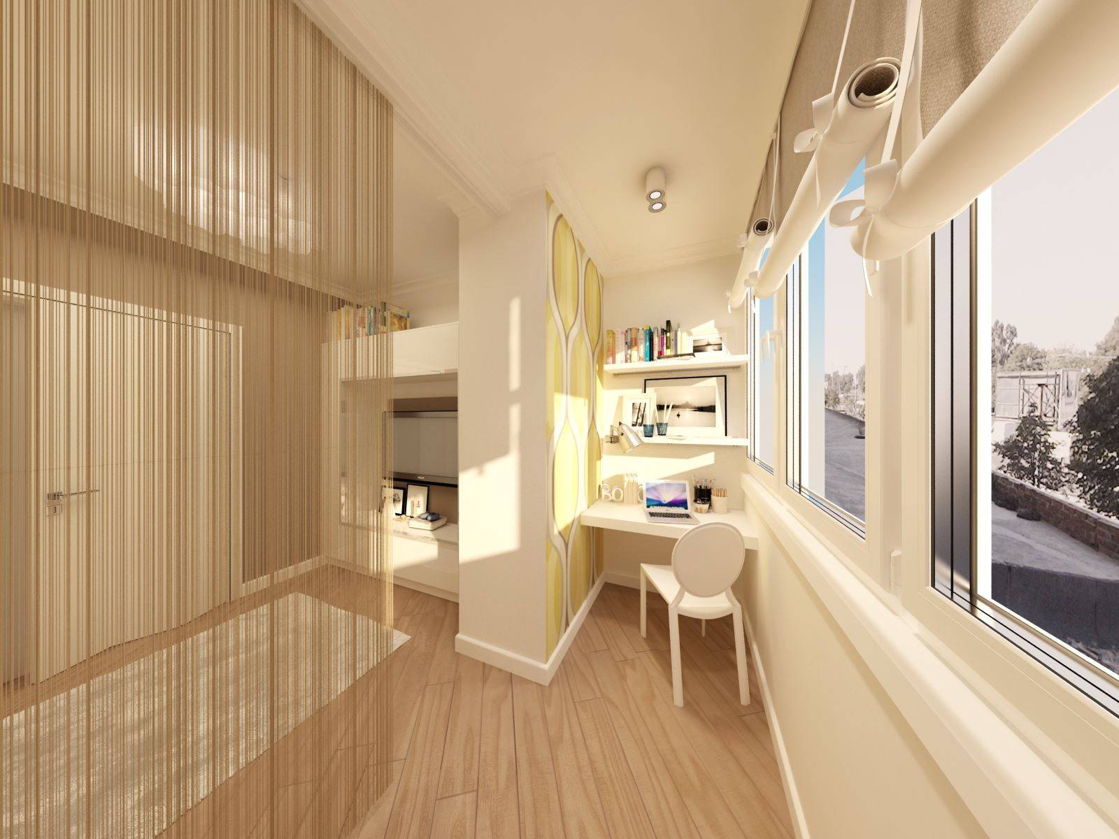 Объединение балкона с комнатой: 17 примеров дизайна, зонирование