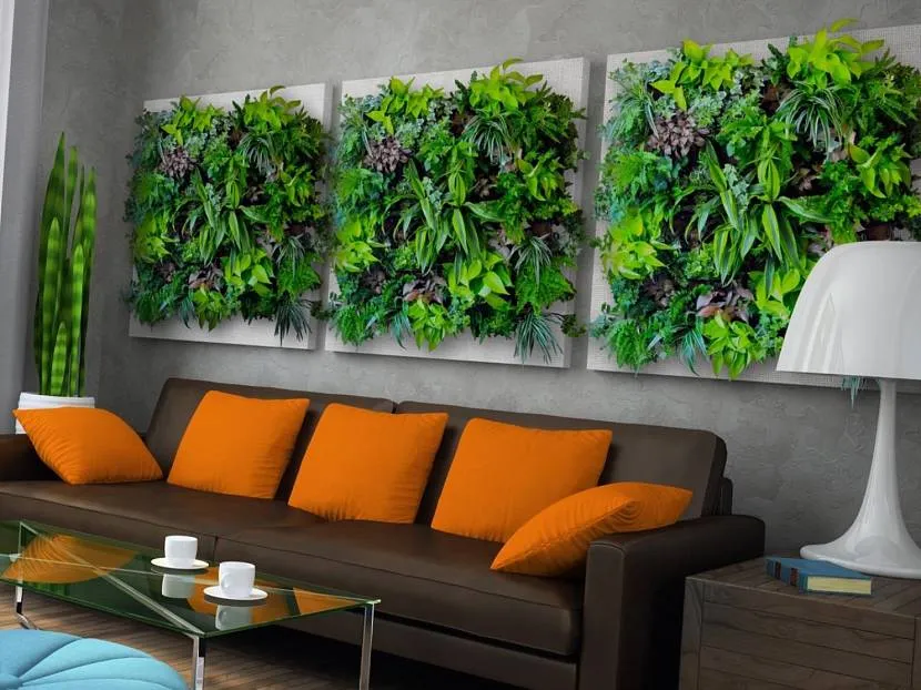 Вертикальное озеленение в гостиной – оригинальный интерьер с живой стенкой (80 фото)