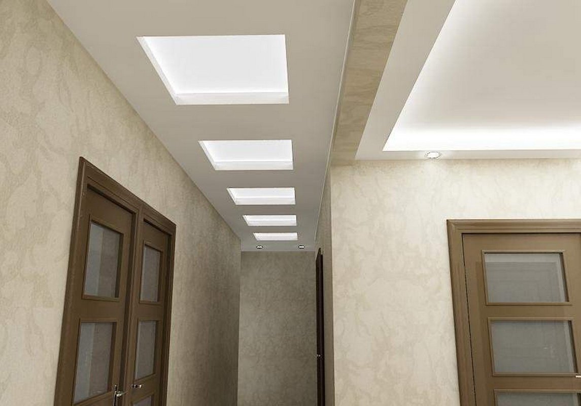 Потолок из гипсокартона в прихожей с подсветкой: фото, дизайн