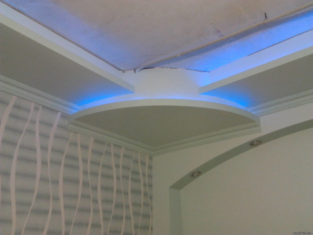 Потолок из гипсокартона с подсветкой многоуровневый своими руками или двойной
