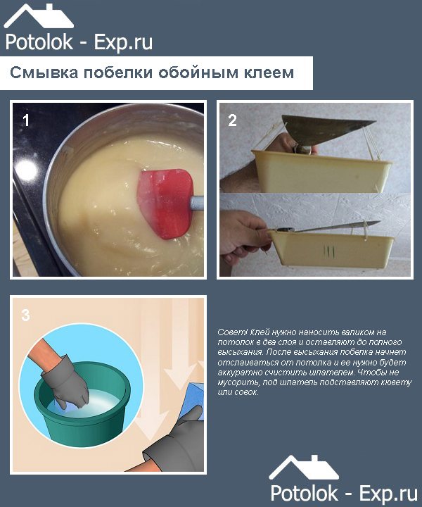 Как смыть побелку с потолка своими руками