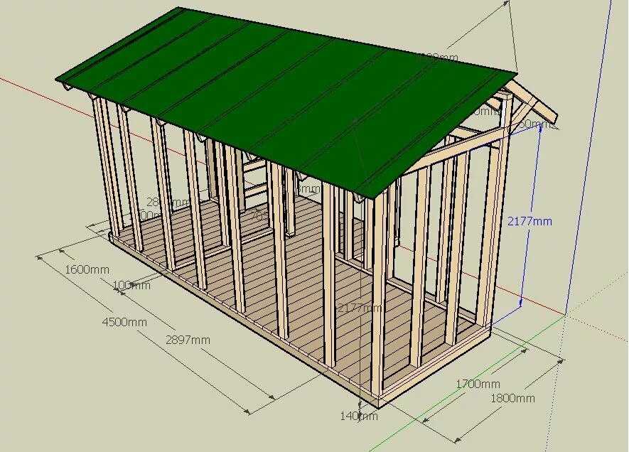 Строим сарай с односкатной крышей: чертеж, инструкция, советы