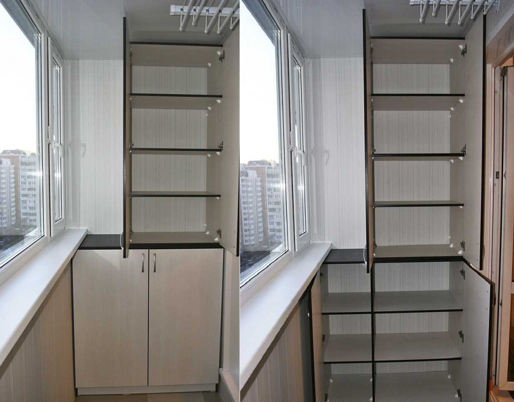 Особенности выбора встроенных шкафов для балкона, существующие варианты