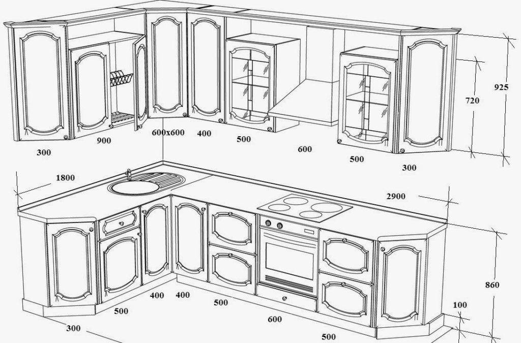 Стандартные размеры кухонных шкафов: как подобрать материалы, выбрать планировку