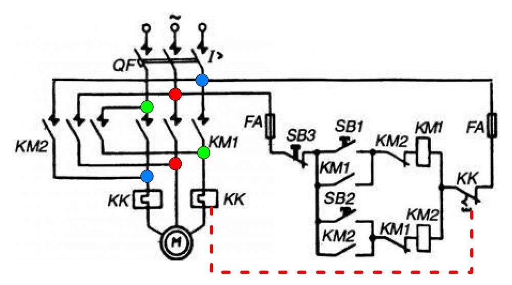 Монтажная схема реверсивного запуска двигателя