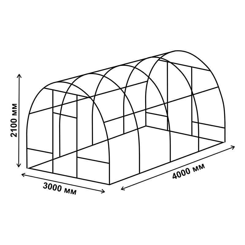 Размеры арочной теплицы из поликарбоната чертеж