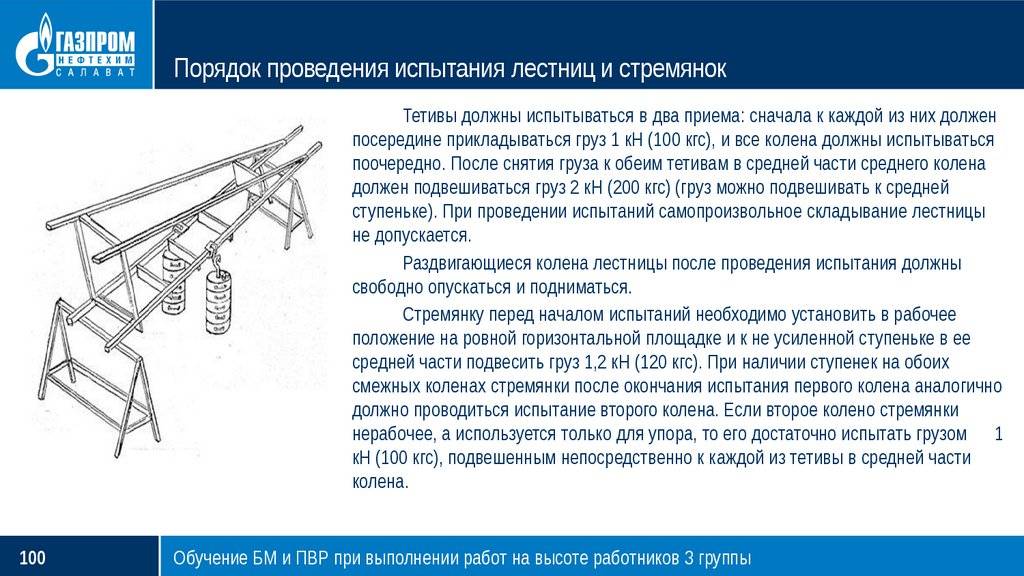 Методика испытания лестниц: рассмотрим подробно