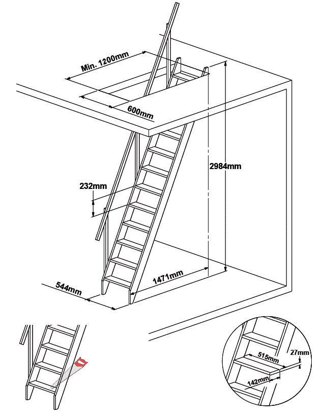 Схемы и чертежи чердачной лестницы своими руками
