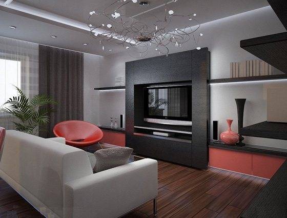 Гостиная в стиле хай-тек: идеи дизайна интерьера, выбор мебели, освещения, отделки с фото, видео