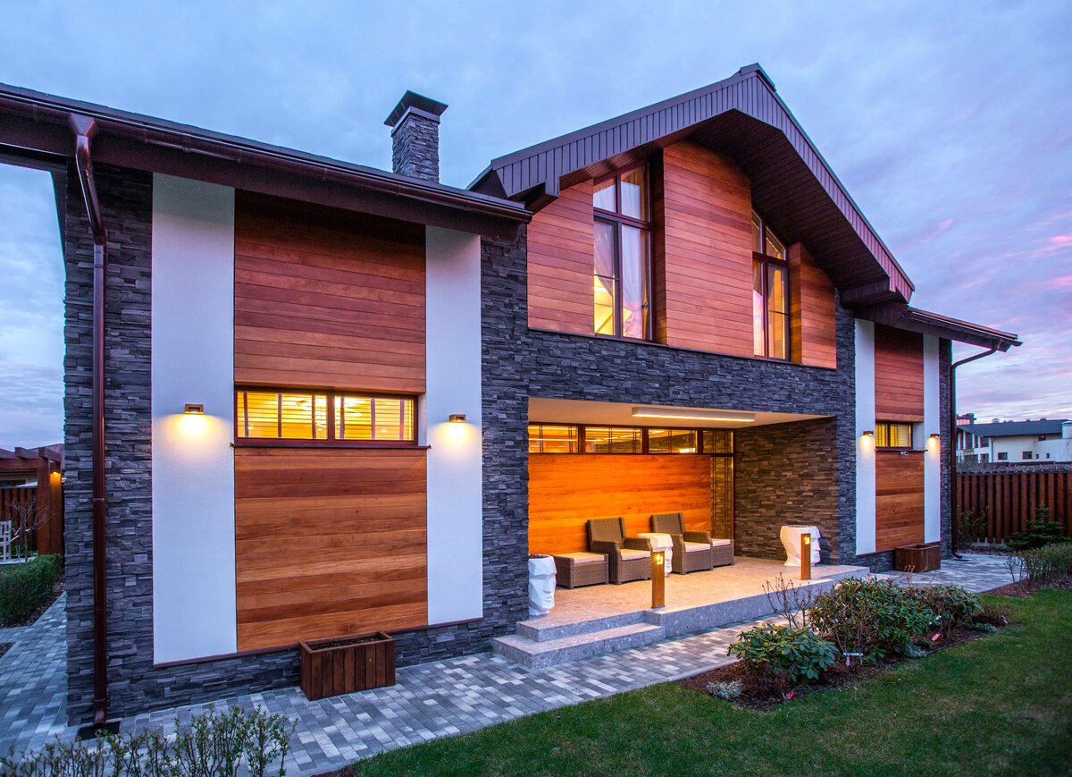Отделка фасада дома — современные материалы и примеры разнообразного стильного дизайна (100 фото)