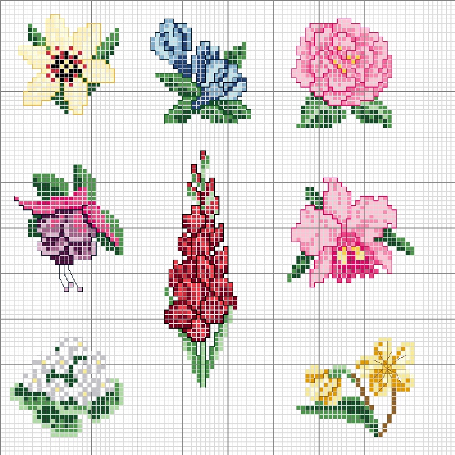 Схемы вышивки крестом маленьких цветов: небольшие цветочки бесплатно, мелкие простые картинки