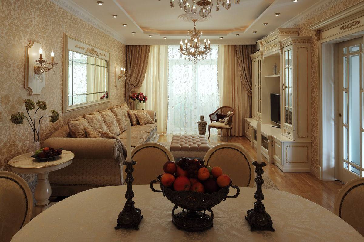 Элегантность и благородство – гостиная в современном классическом стиле