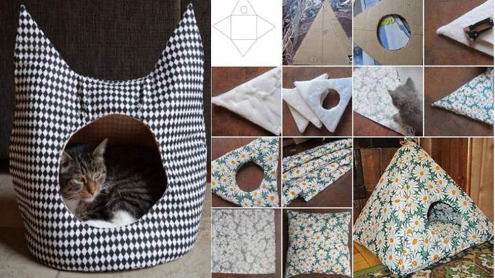 Как сделать домик для кошки своими руками: пошаговая инструкция с фото и видео