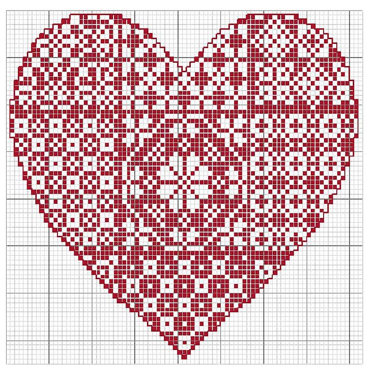 Вшивка крестом сердца: 3 интересные схемы