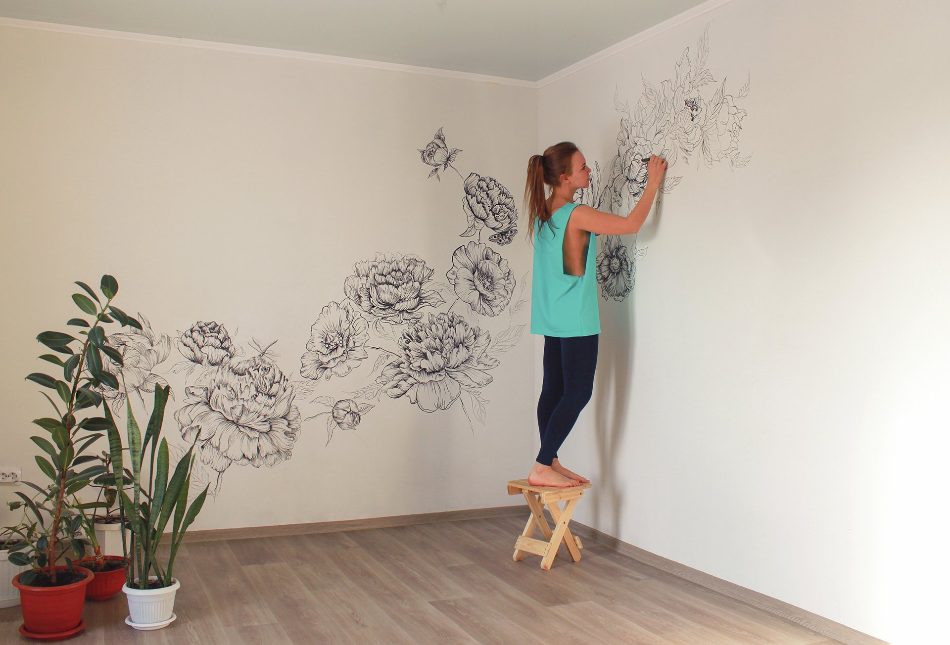 Как нарисовать простыми способами узоры и рисунки на стенах