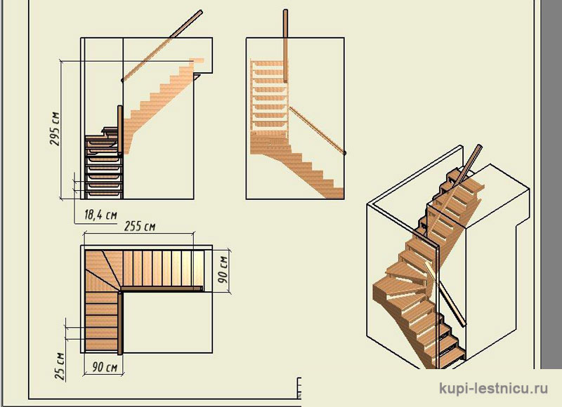 Лестница поворотная на второй этаж: виды и варианты изготовления