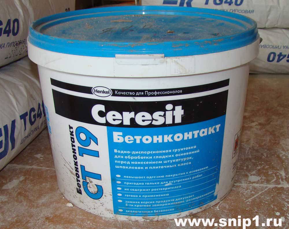Бетоноконтакт ceresit (церезит ct 19): характеристики и инструкция по применения грунтовки
