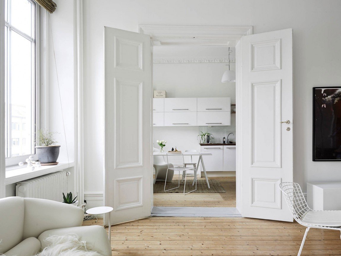Белые двери в интерьере квартиры и дома: виды современных межкомнатных дверей, их фото
