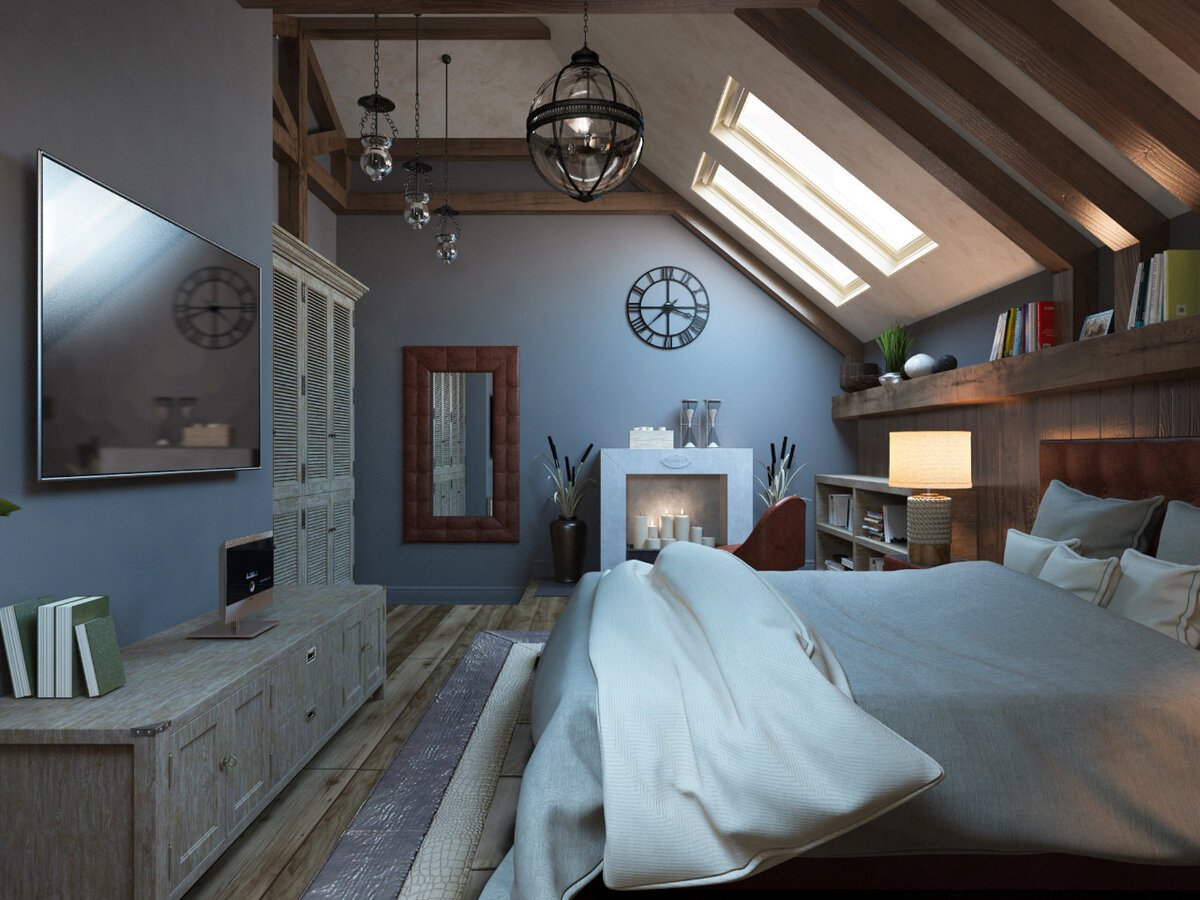 Спальня на мансарде дизайн + фото