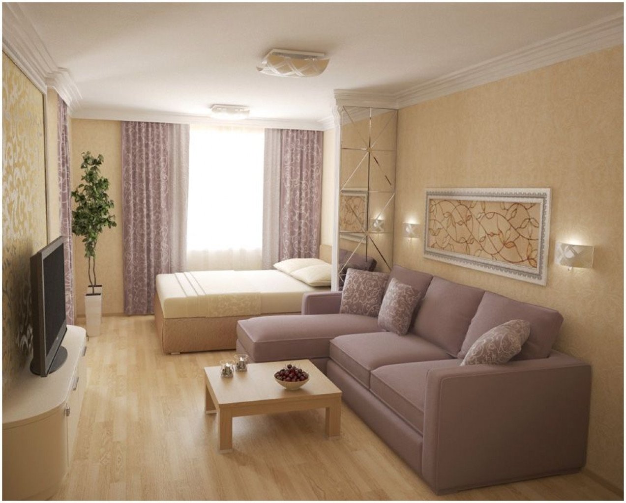 Планировка комнаты с угловым диваном