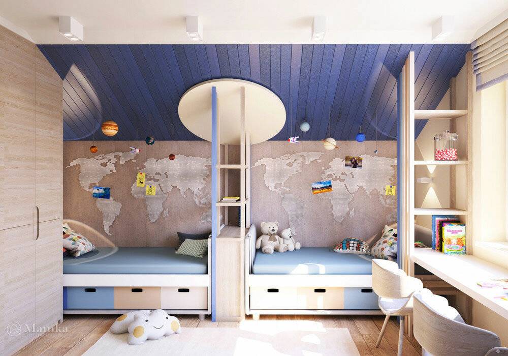 Дизайн детской комнаты для разнополых детей (90 фото)