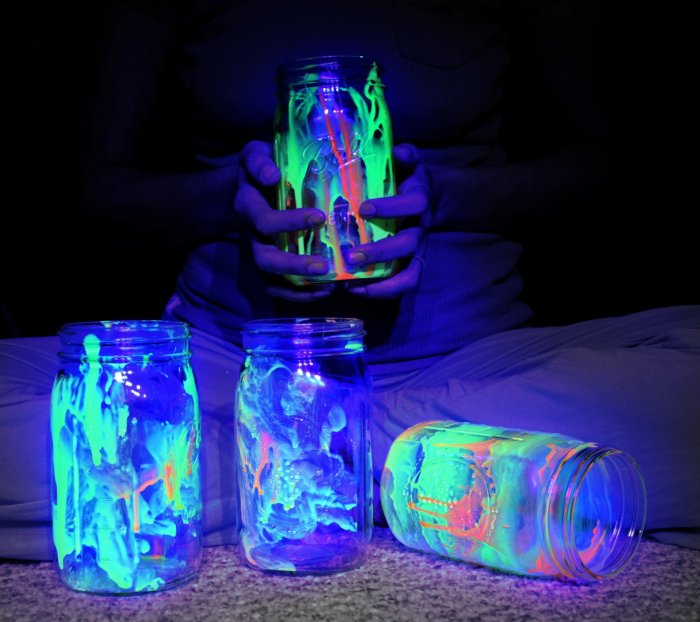 Флуоресцентная краска: бесцветные, прозрачные, акриловые, аэрозольные покрытия и другие, видео, фото